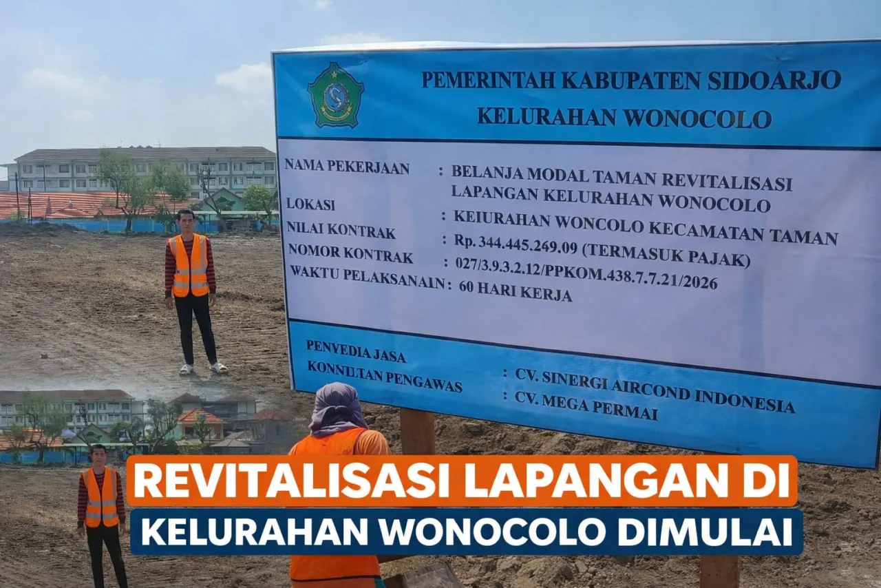 Foto : Sumber Anggaran Tidak Jelas, Proyek Jogging Track Rp344 Juta di Wonocolo Taman Sidoarjo Disorot