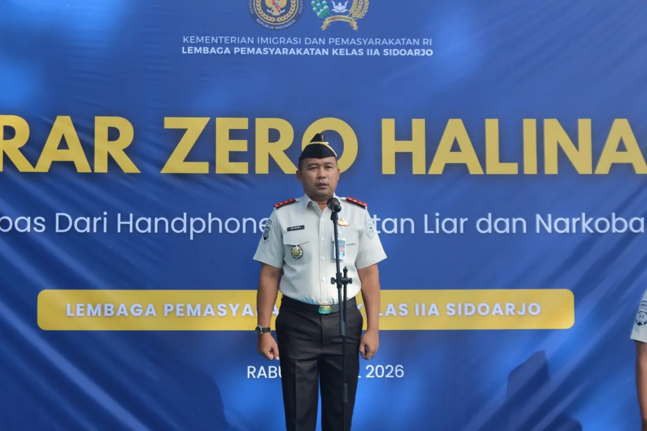 Ket Foto : Lapas Kelas II.A Sidoarjo Gelar Apel Siaga Ikrar Zero HALNAR dan Narkoba 