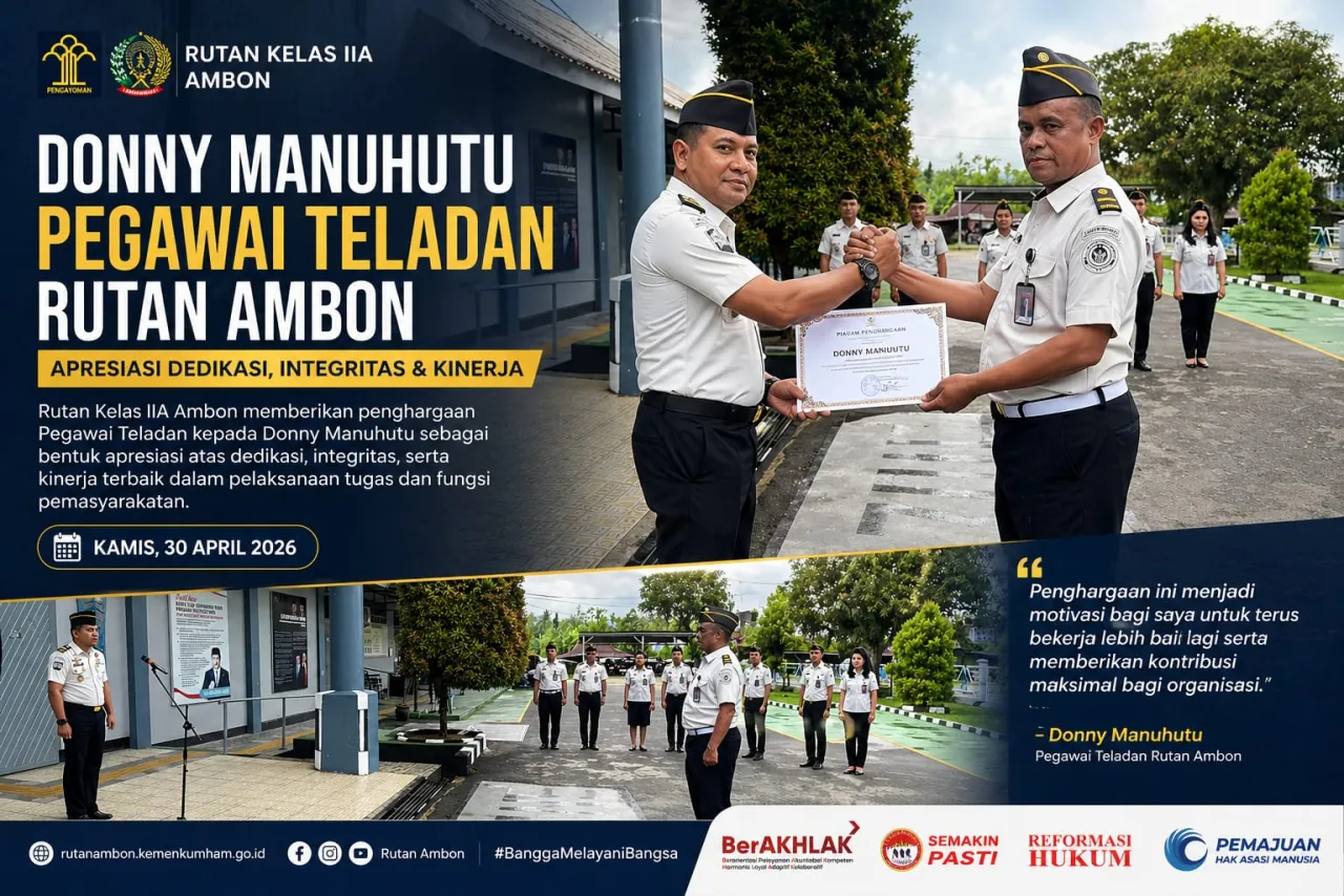 Ket Foto : Rutan Ambon Beri Penghargaan Pegawai Teladan sebagai Wujud Apresiasi Kinerja
