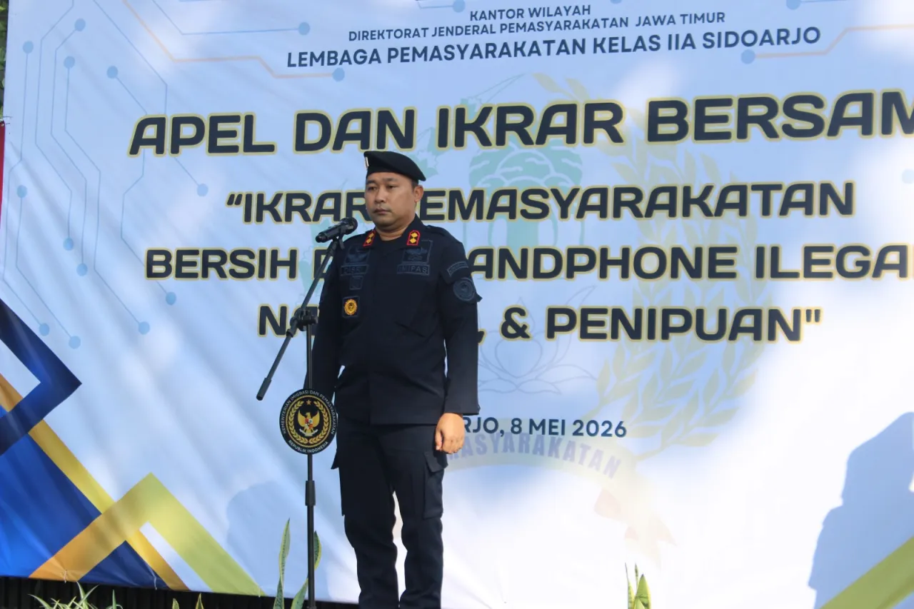 Ket Foto : Lapas Kelas IIA Sidoarjo Melaksanakan Apel dan Ikrar Bersama