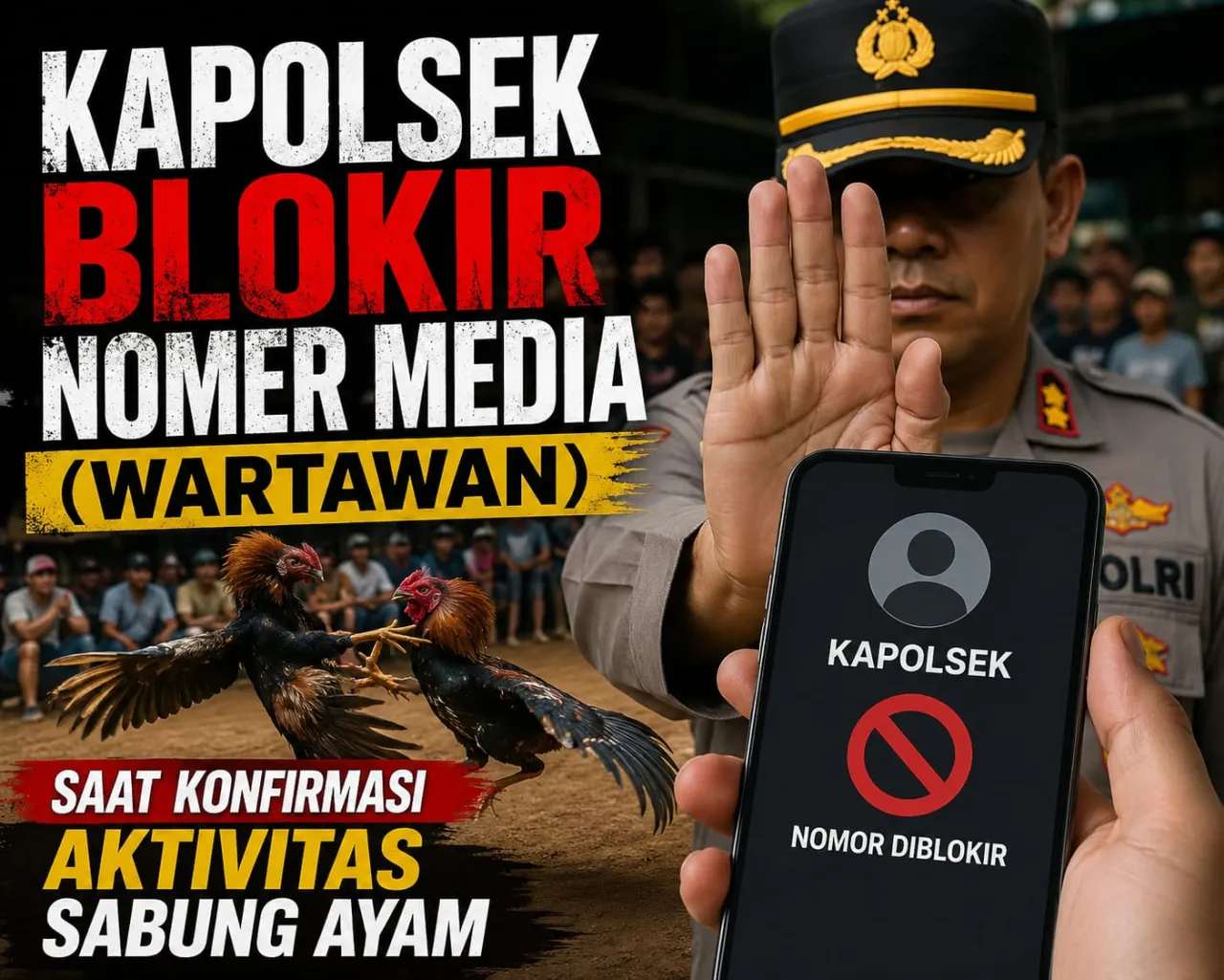 Ket Foto : Kapolsek Ambulu Diduga Blokir Nomor Jurnalis, Pengaduan Aktivitas Judi Sabung Ayam Dinilai Belum Mendapat