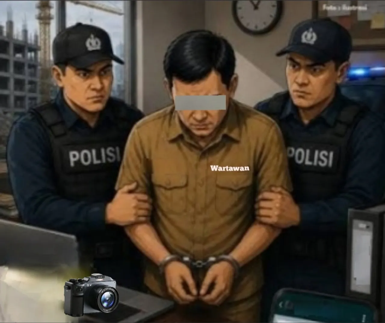 Ket Foto : Tidak Pandang Bulu Sekali Melanggar Aturan Hukum Tetap Akan Ditangkap, Terbukti Menggunakan Shabu Oknum Wartawan di Amankan 