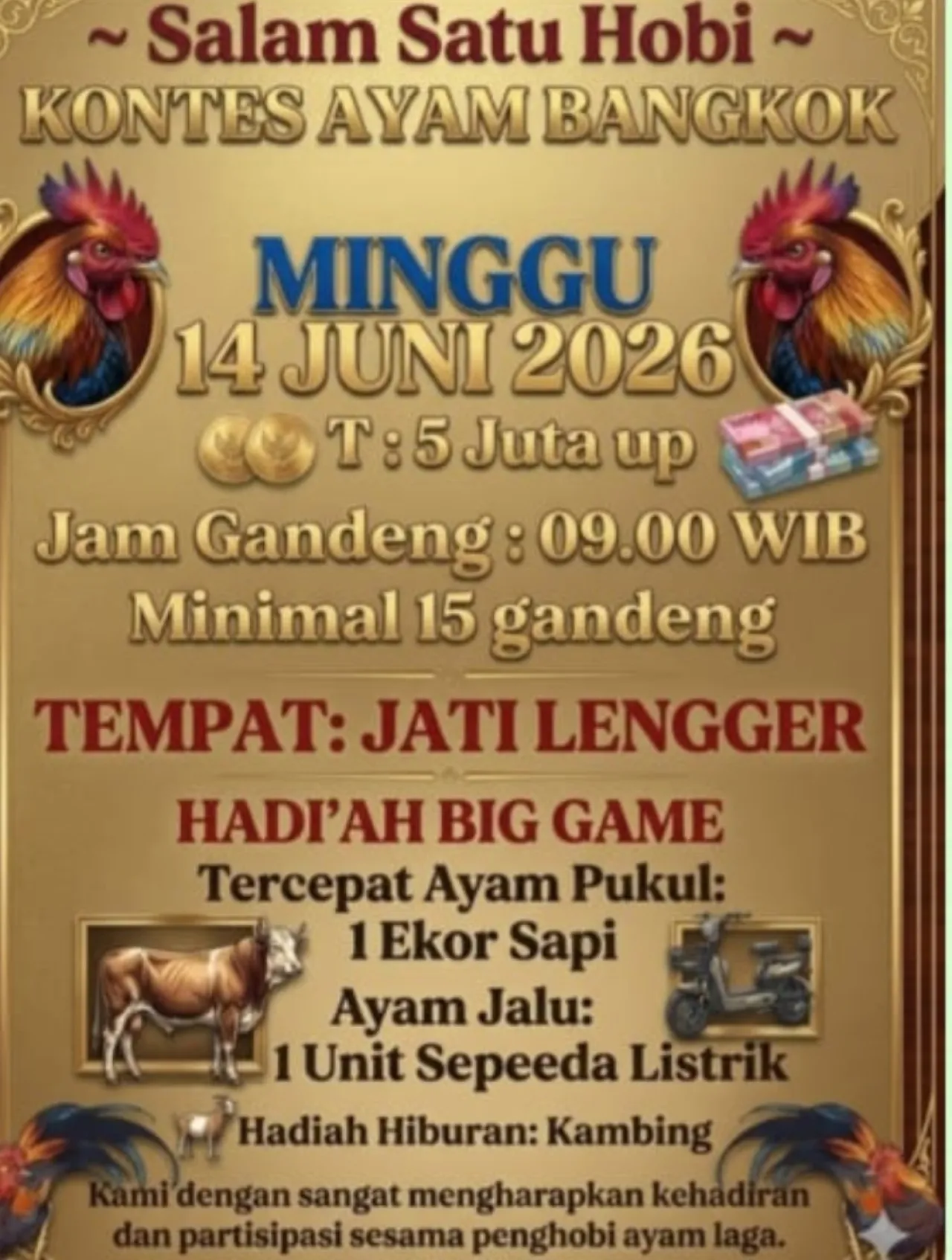 Ket Foto : Meskipun Dibungkus Dengan Acara Kegiatan Kontes, Yang Namanya Judi Tetap Melanggar Aturan 