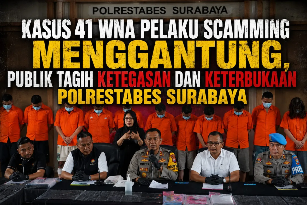 Ket Foto : Dulu Dirilis Besar-Besaran, Kini Senyap: Ada Apa dengan Penanganan Kasus 41 WNA Pelaku Scamming di Surabaya??