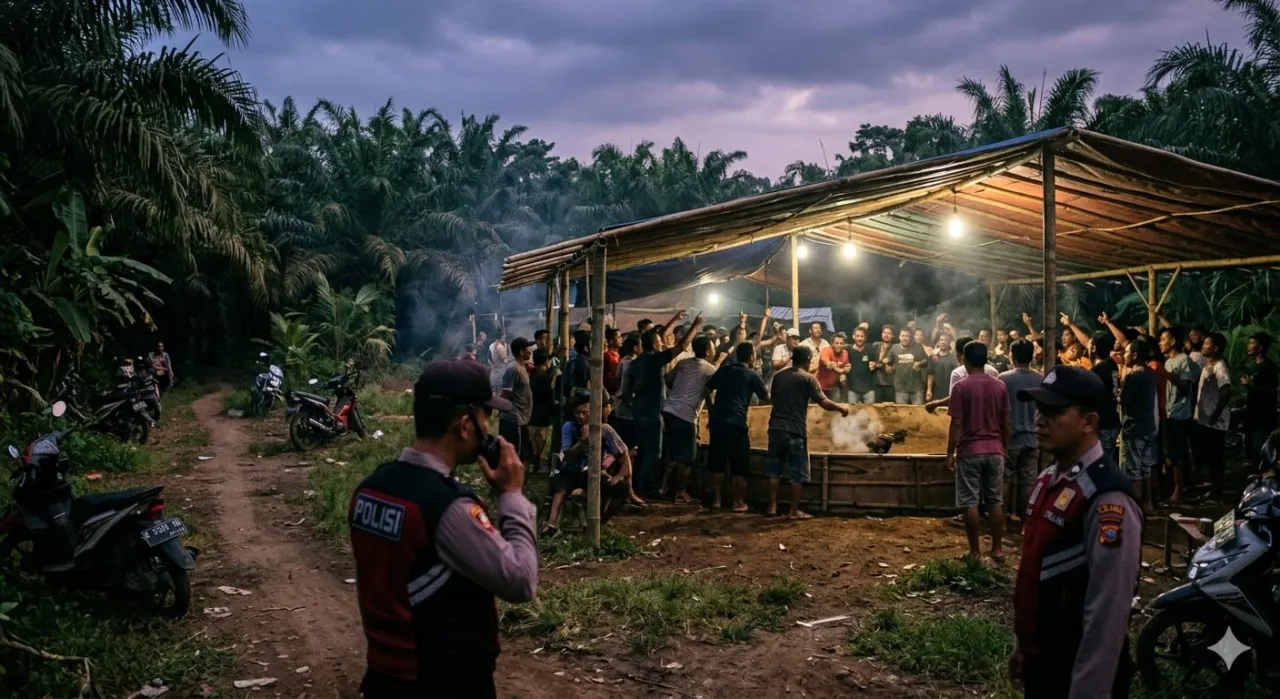 Ket Foto : Diduga Arena Sabung Ayam di Dusun Bedengan Ambulu Beroperasi, Muncul Dugaan Adanya Backing Oknum Aparat