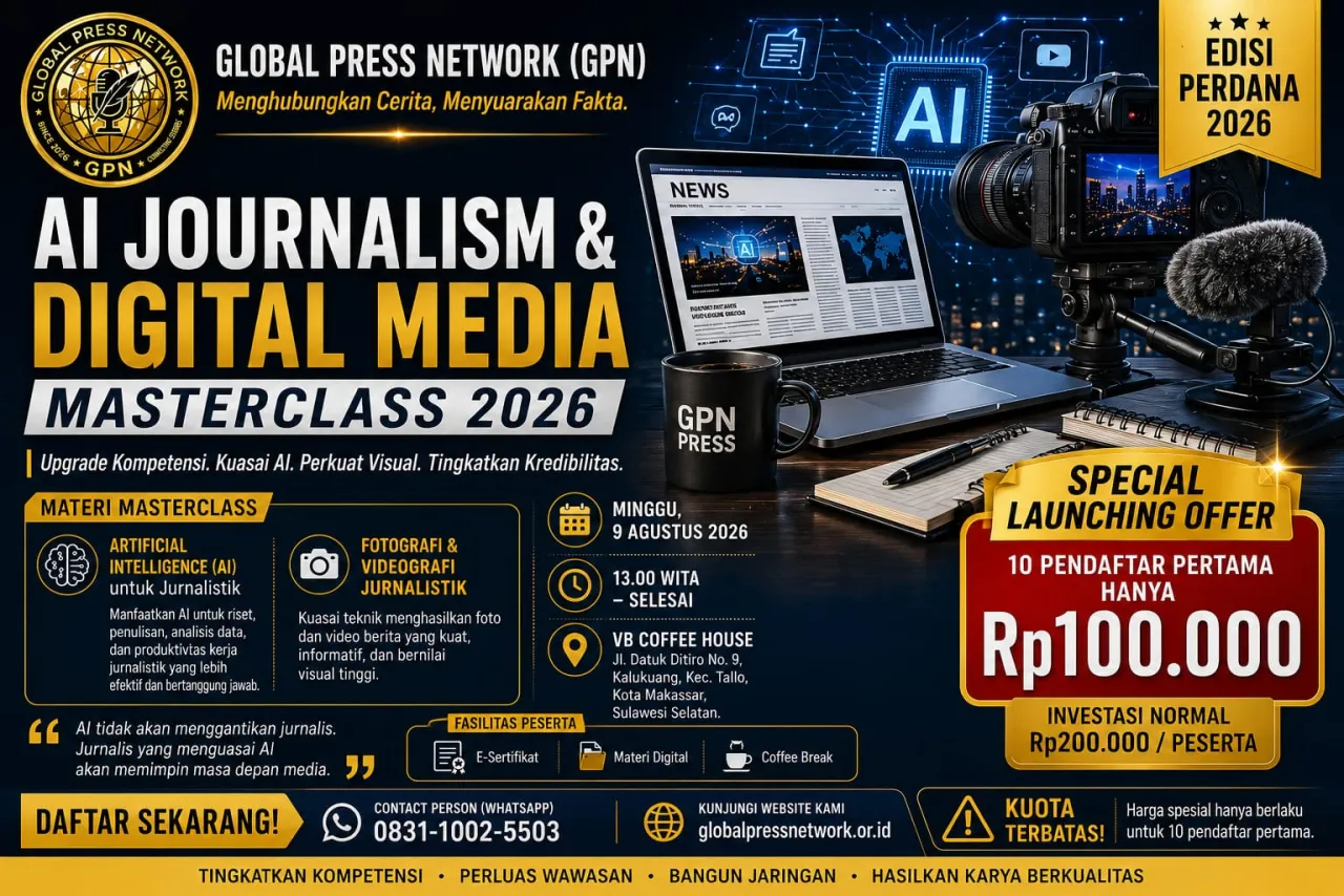 GPN Buka Pendaftaran Masterclass AI Jurnalistik & Media Digital 2026: Bekali Insan Media Hadapi Transformasi Zaman  
