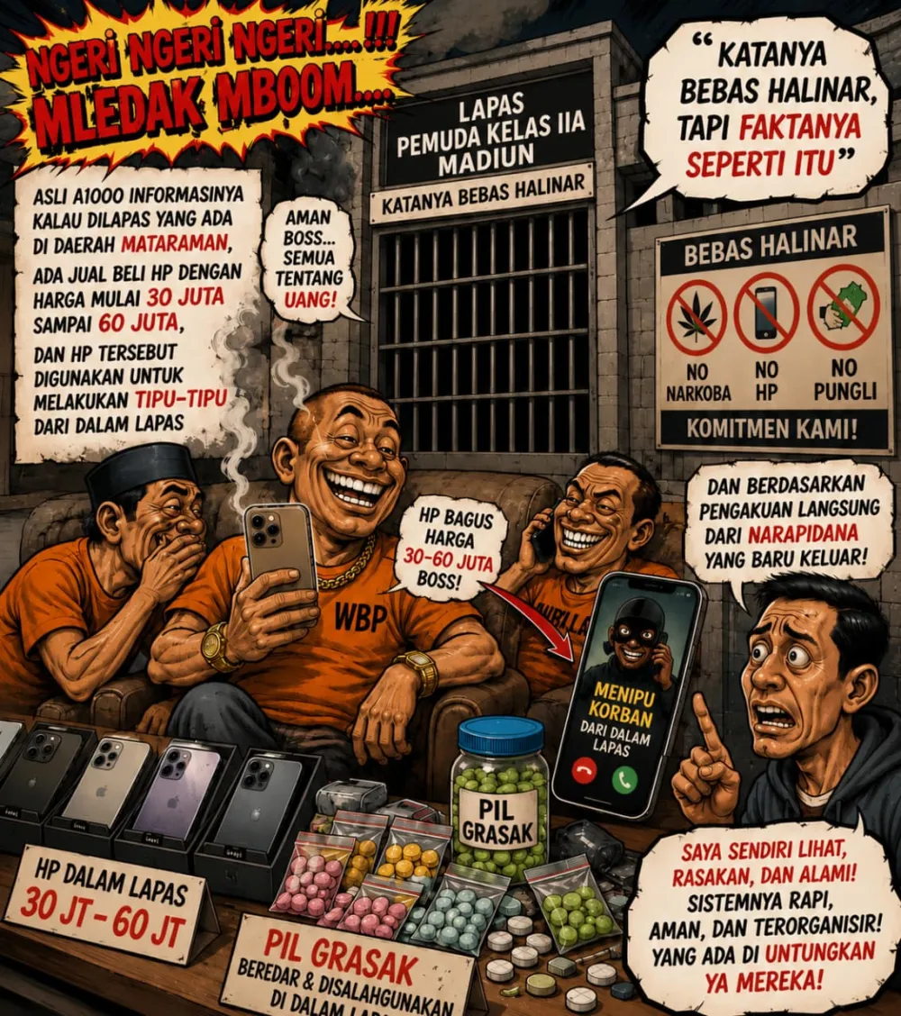 Ket Foto : AMI Desak Investigasi Dugaan Jual Beli Ponsel Ilegal di Lapas Kelas II Madiun, Minta Aparat Usut Tuntas