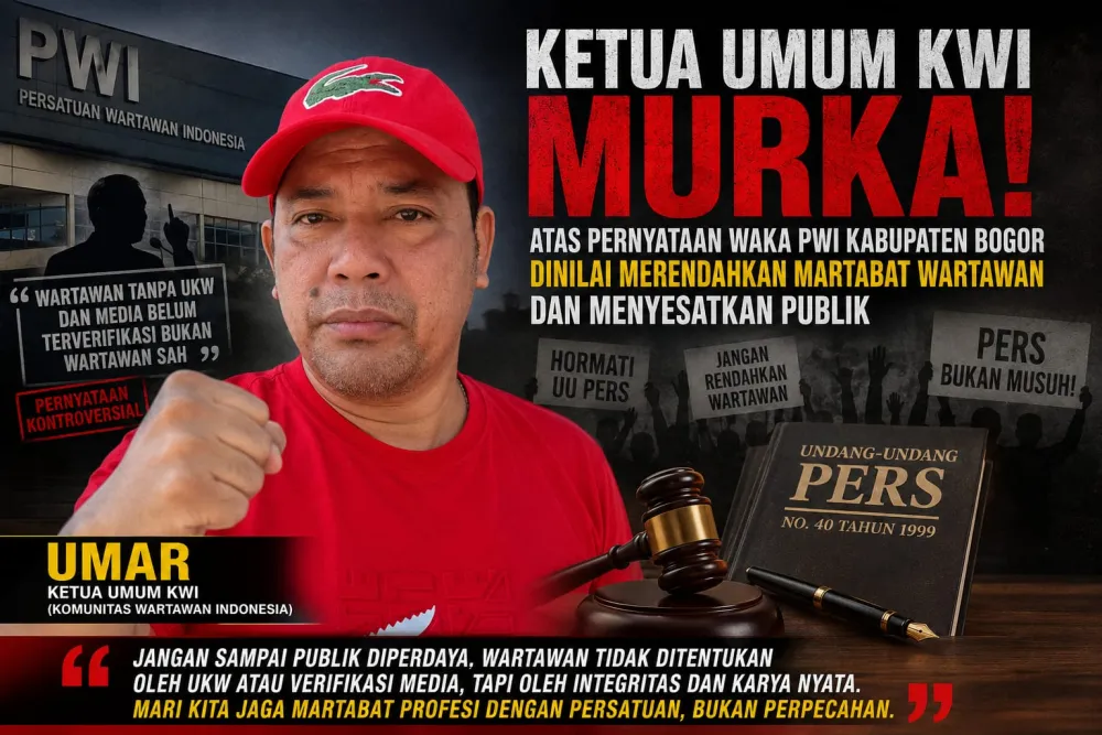 Ket Foto : Ketum KWI Umar Hayat MURKA tentang pernyataan oknum waka PWI di Bogor terkait pernyataannya yang dinilai Merendahkan Martabat Wartawan dan Menyesatkan Publik