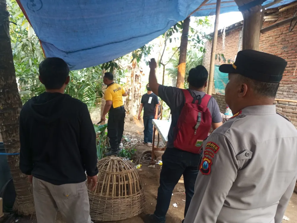 Ket Foto : Penertiban Petugas Kepolisian Dilokasi Desa Wadung Kecamatan Pakisaji Malang Yang di Duga Dijadikan Aktivitas Sabung Ayam Berdampak Kondusif 