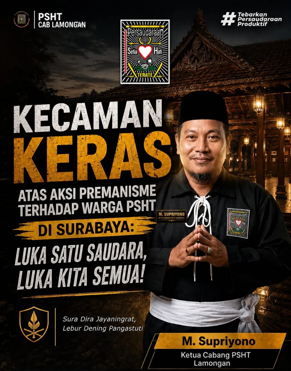 Kecaman Keras PSHT atas Aksi Premanisme di Surabaya: Luka Satu Saudara, Luka Kami Semua
