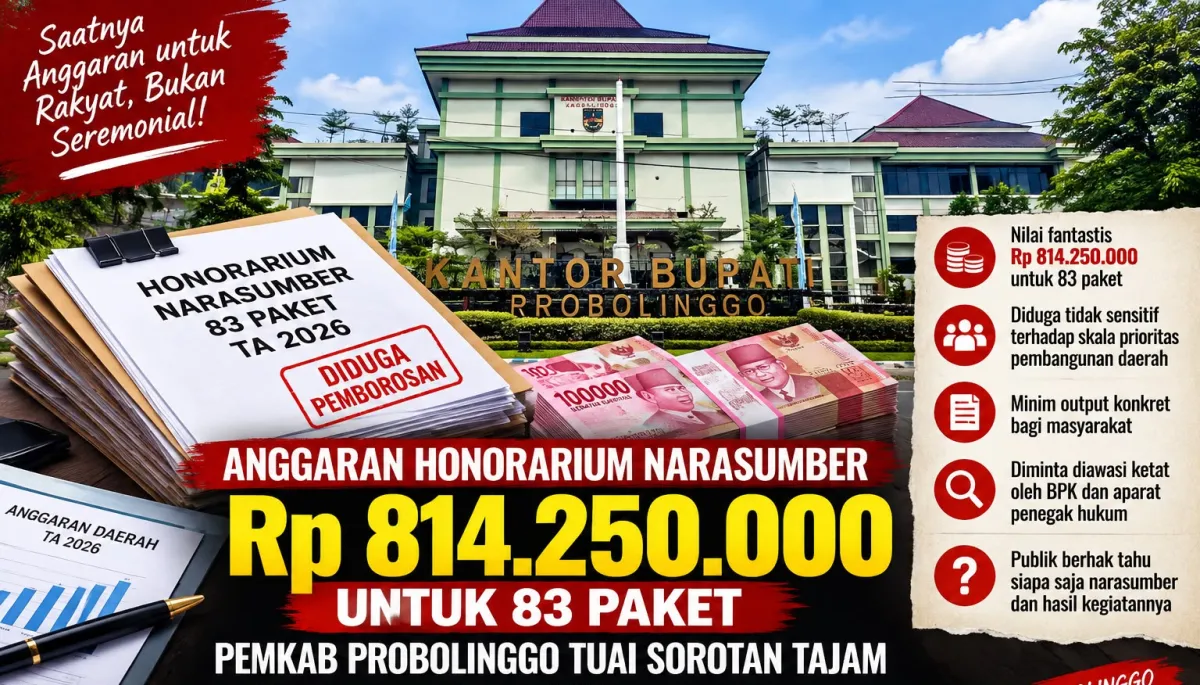 Ket foto : Rp 814 Juta untuk 83 Paket Honorarium Narasumber, Anggaran Pemkab Probolinggo Tuai Sorotan