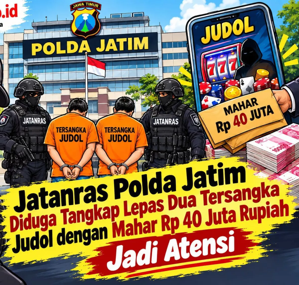 Ga Bahaya Ta!!!. Jatanras Polda Jatim Diduga Tangkap Lepas Dua Tersangka Judol dengan Mahar Rp 40 Juta Rupiah Jadi Atens