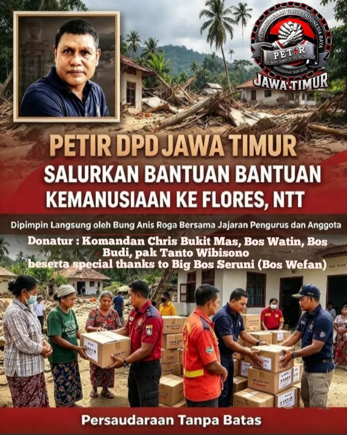 PETIR DPD Jatim Salurkan Bantuan Kemanusiaan untuk Korban Bencana di Flores, NTT
